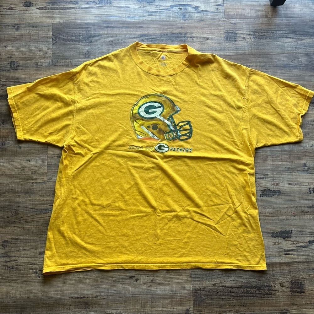 Vintage Green Bay Packers Mens Yellow Short Sleeve Shirt Size 3XL